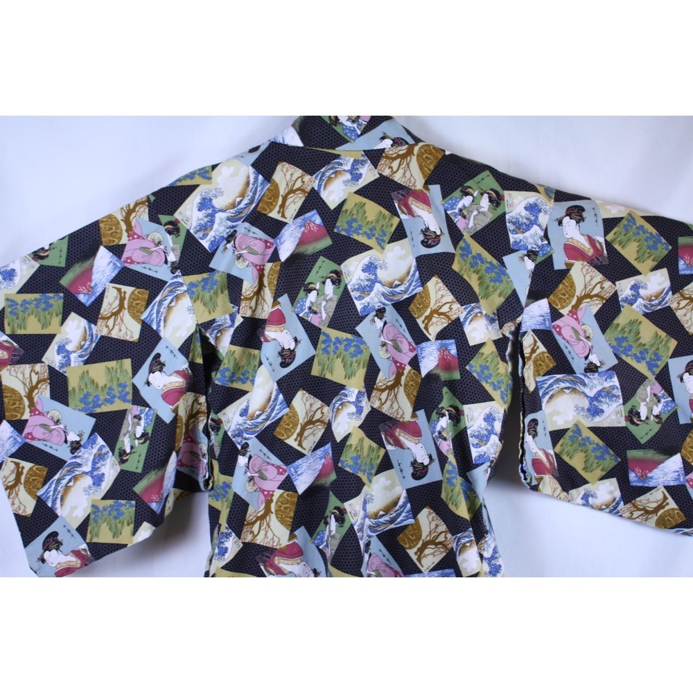 Kimono Japanese Vintage Robe Unbranded O/S Open Front Cotton Floral Ocean Nature - Picture 6 of 13